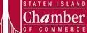 A red and white logo for the staten island chamber of commerce.